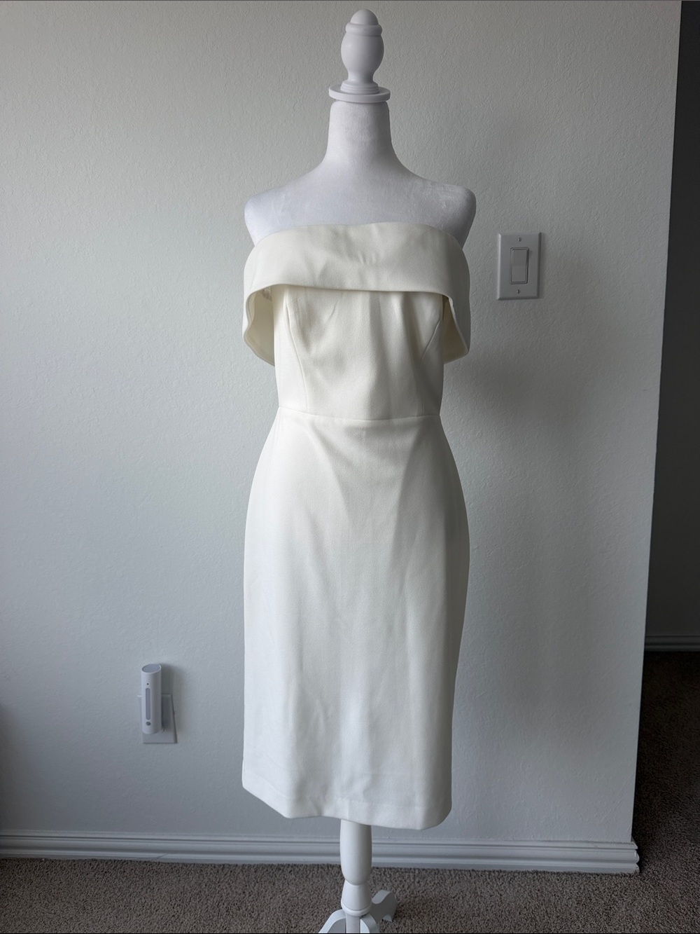 Calvin Klein Strapless Off-Shoulder Sheath Dress in Cream